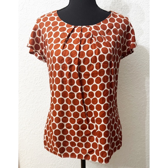 Boden Silk Polka Dot Top Sleeveless Brown Cream Ravello - 6 - Picture 1 of 8